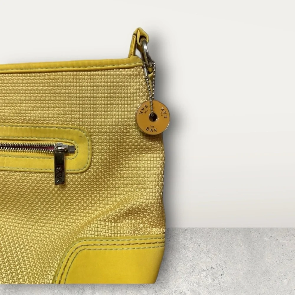 THE SAK Yellow Crochet Shoulder‎ Hobo Handbag  Small Purse  11 X 8 X 8.5